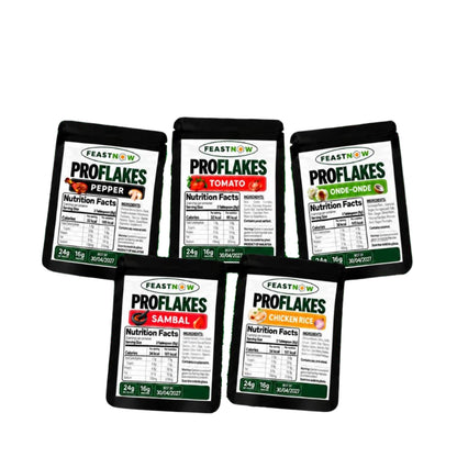 FeastNow ProFlakes Mix Bundle – 5 x 24g high-protein chicken flakes, assorted flavours