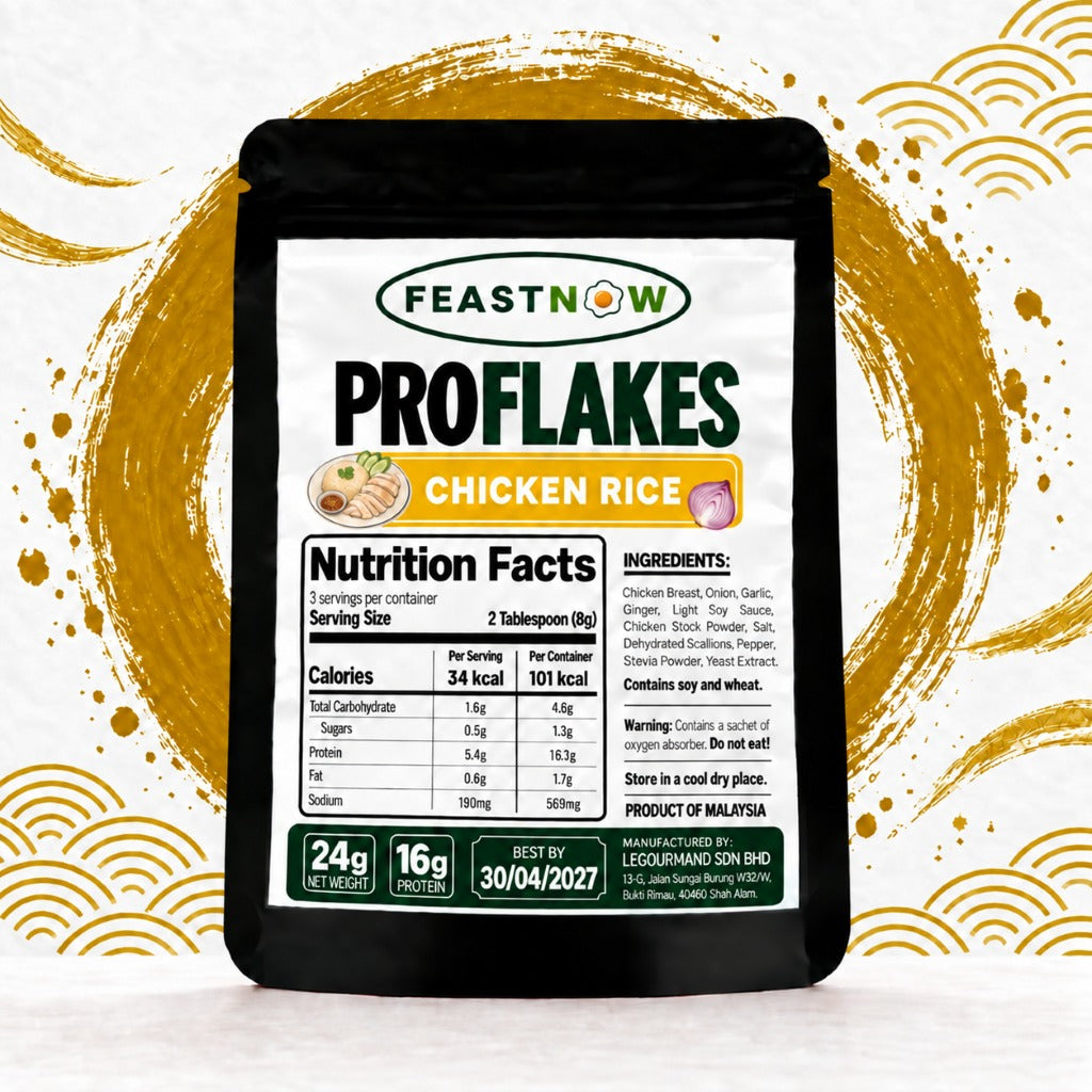 FeastNow ProFlakes Chicken Rice 24g pack – high-protein chicken breast flakes