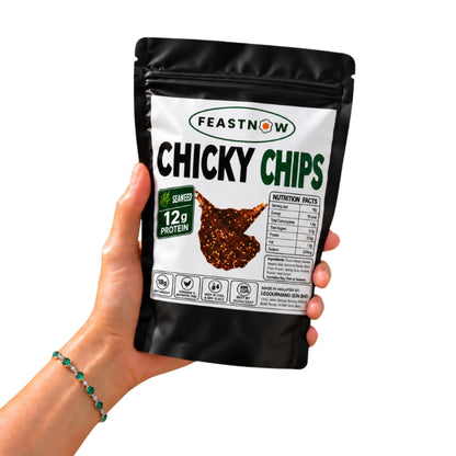 FeastNow Chicky Chips Miso Seaweed – crunchy high-protein chicken breast chips