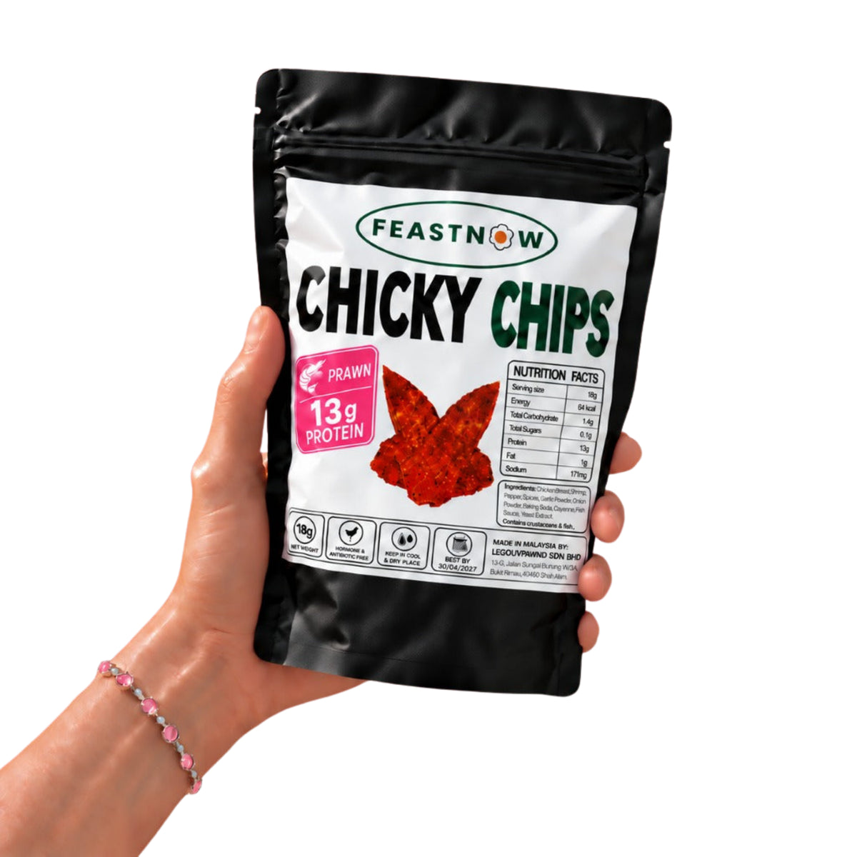FeastNow Chicky Chips Pepper – crunchy high-protein chicken breast chips