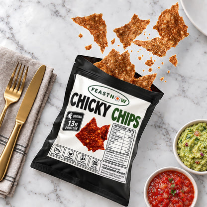 FeastNow Chicky Chips high-protein chicken chips snack