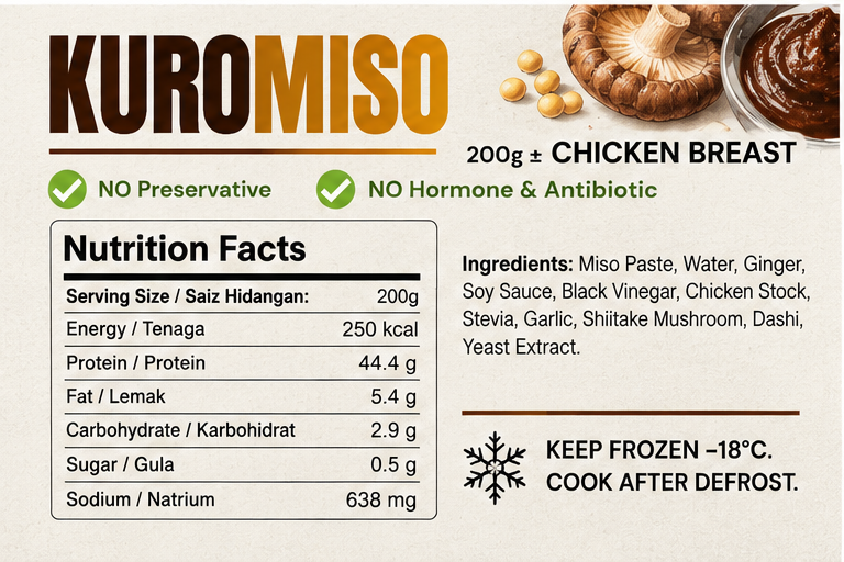 FeastNow Kuromiso marinated chicken nutrition facts label #Miso
