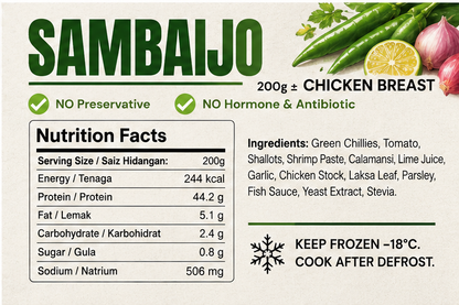 FeastNow Sambal Ijo marinated chicken nutrition facts label #Sambal Ijo