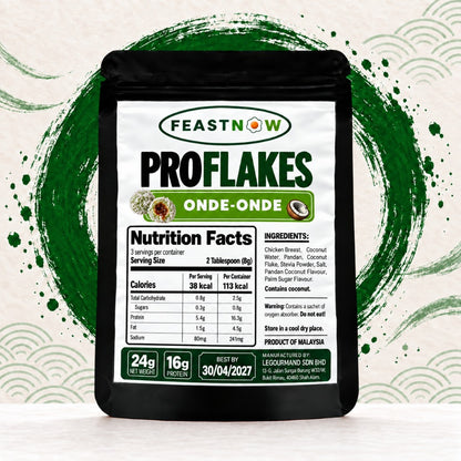 FeastNow ProFlakes Onde-Onde 24g pack – high-protein chicken breast flakes