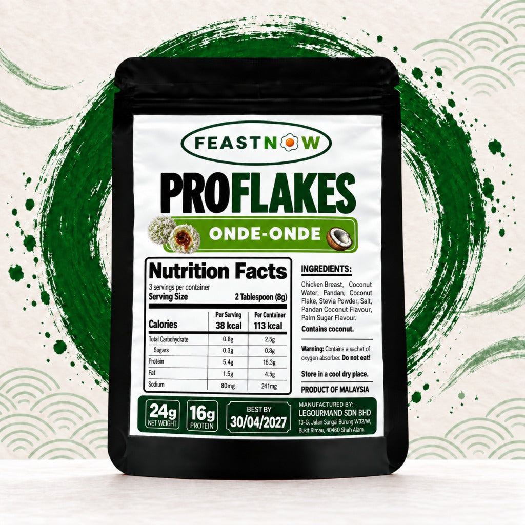 FeastNow ProFlakes Onde-Onde 24g pack – high-protein chicken breast flakes