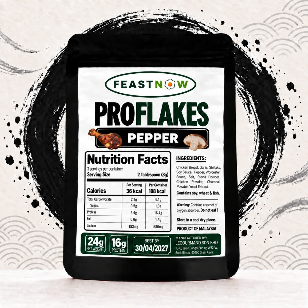 FeastNow ProFlakes Pepper 24g pack – high-protein chicken breast flakes