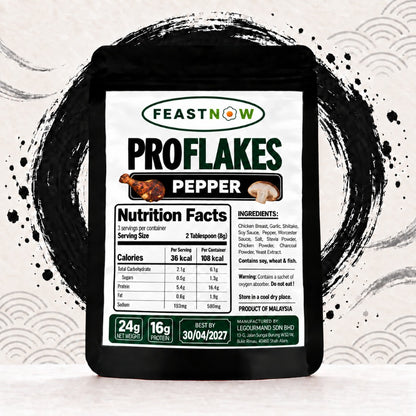 FeastNow ProFlakes Pepper 24g pack – high-protein chicken breast flakes